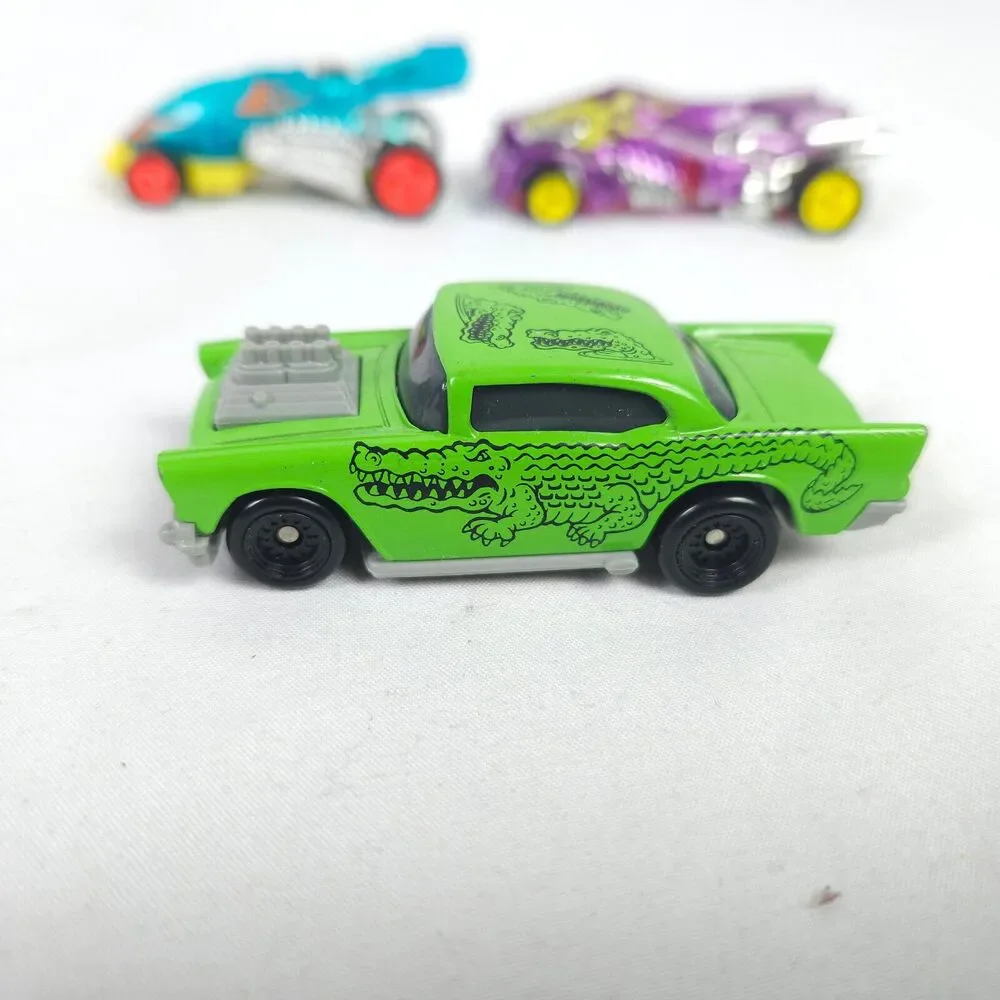 Vintage 90s Hot Wheels 1993 Speed Hook Launcher Race Cars 57 Chevy Alligator Top